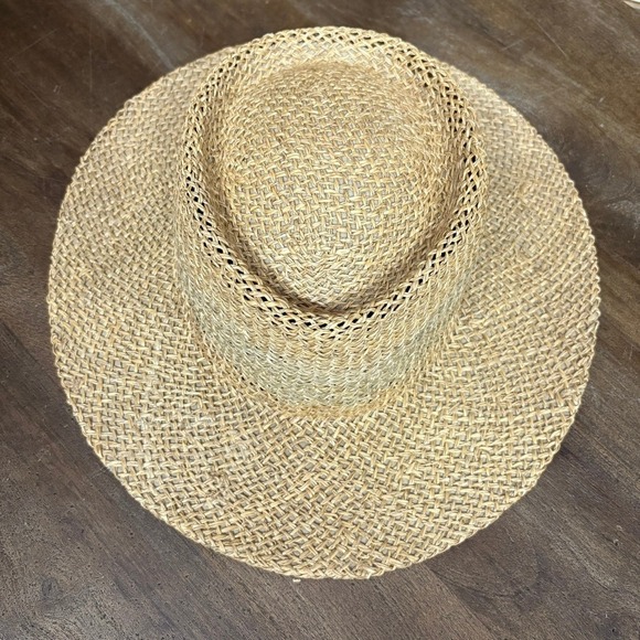 PETER GRIMM Straw Sun Hat Women's One Size Tan Woven Wide Brim Beach Summer Boho - Picture 2 of 8